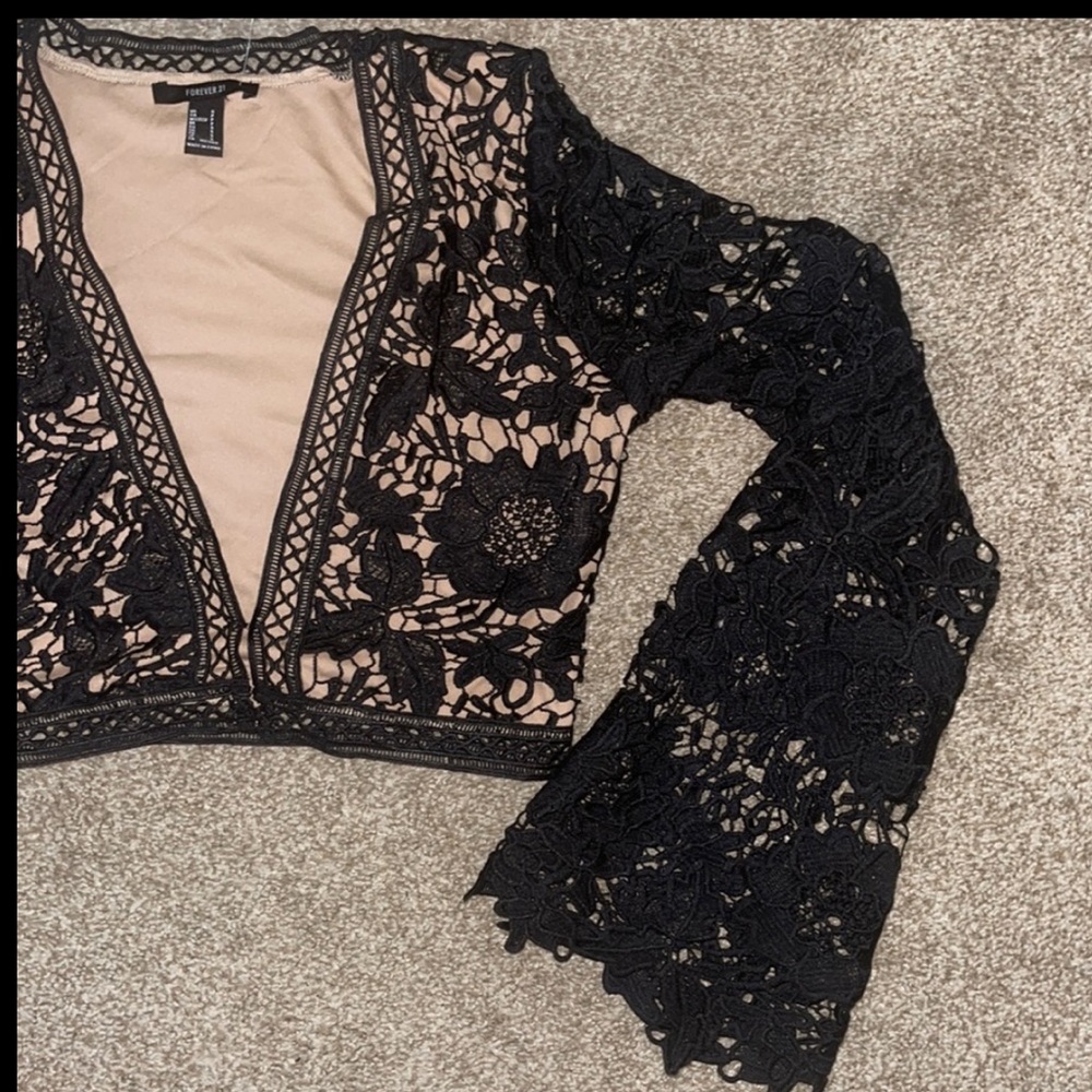 Laced Plunging neckline cropped top